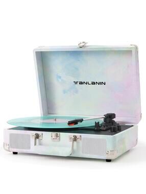 Watercolor Vinyl Record Player 3-Speed Bluetooth Suitcase Portable Turntable🔊